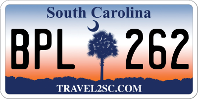 SC license plate BPL262