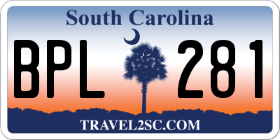 SC license plate BPL281
