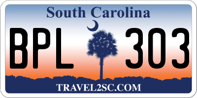 SC license plate BPL303