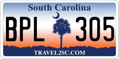 SC license plate BPL305