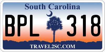 SC license plate BPL318