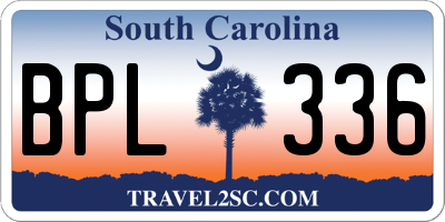 SC license plate BPL336