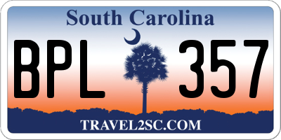 SC license plate BPL357