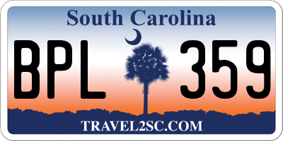 SC license plate BPL359