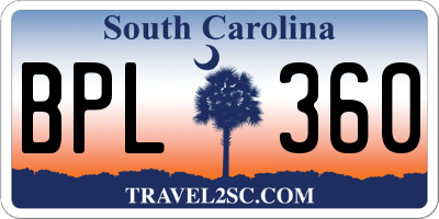 SC license plate BPL360