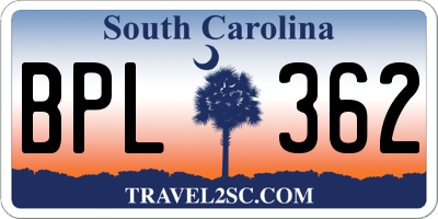 SC license plate BPL362
