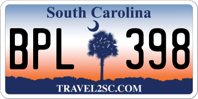 SC license plate BPL398