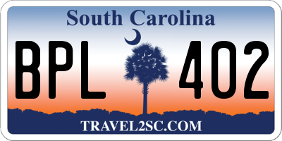 SC license plate BPL402