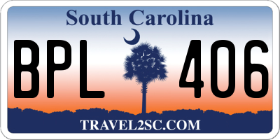 SC license plate BPL406