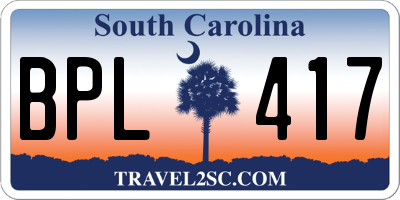 SC license plate BPL417