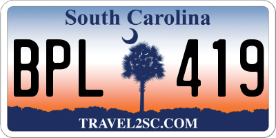SC license plate BPL419