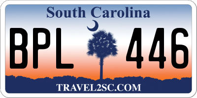 SC license plate BPL446