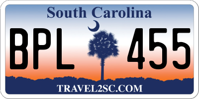 SC license plate BPL455