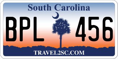 SC license plate BPL456