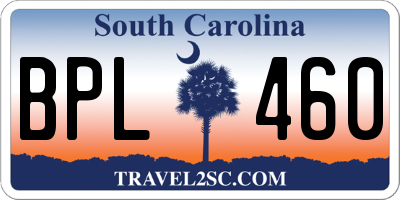 SC license plate BPL460