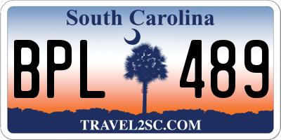 SC license plate BPL489