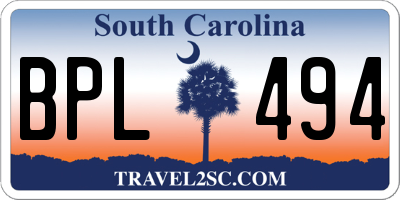 SC license plate BPL494