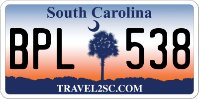 SC license plate BPL538