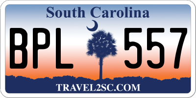 SC license plate BPL557