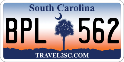 SC license plate BPL562