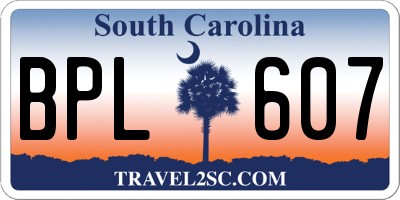 SC license plate BPL607