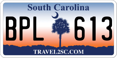 SC license plate BPL613