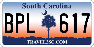 SC license plate BPL617