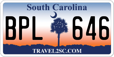 SC license plate BPL646