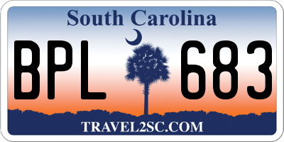 SC license plate BPL683