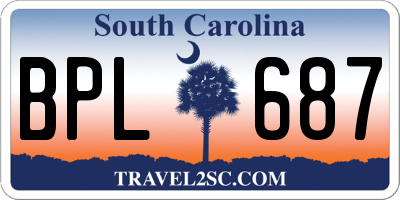 SC license plate BPL687