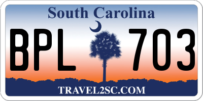 SC license plate BPL703
