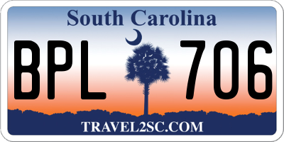SC license plate BPL706