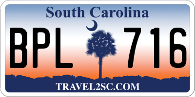 SC license plate BPL716