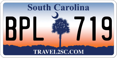 SC license plate BPL719