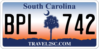 SC license plate BPL742