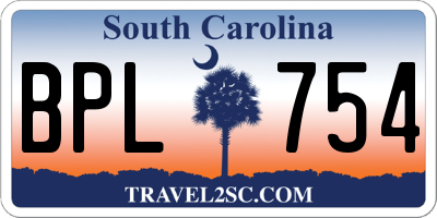 SC license plate BPL754