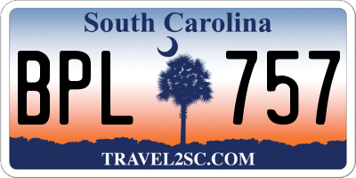 SC license plate BPL757