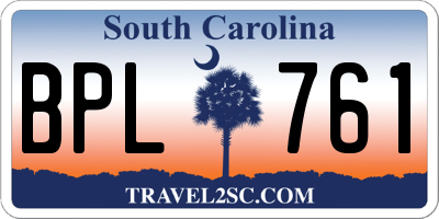 SC license plate BPL761