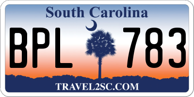 SC license plate BPL783