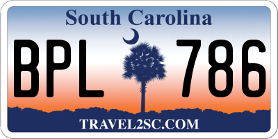 SC license plate BPL786