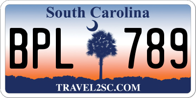SC license plate BPL789