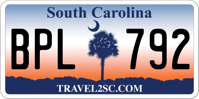 SC license plate BPL792
