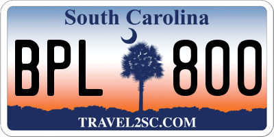 SC license plate BPL800