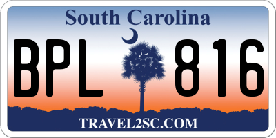 SC license plate BPL816