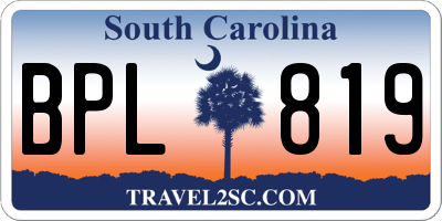 SC license plate BPL819