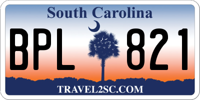 SC license plate BPL821