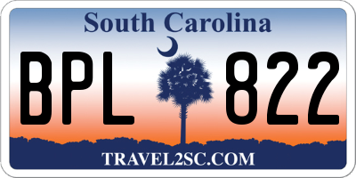 SC license plate BPL822