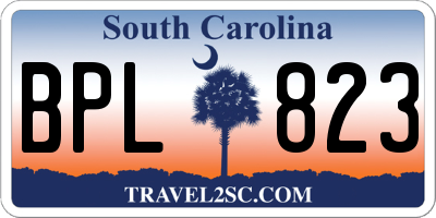SC license plate BPL823