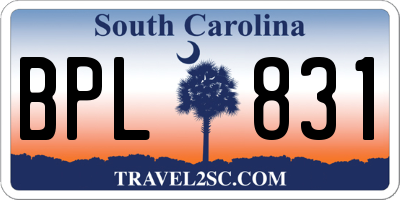 SC license plate BPL831