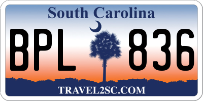 SC license plate BPL836